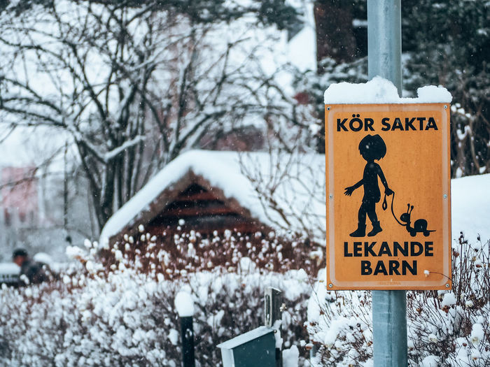 Information sign on snow