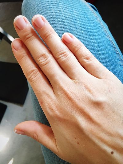 Cropped image of person showing hand