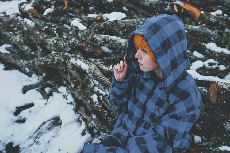 Full length of child on snow covered land