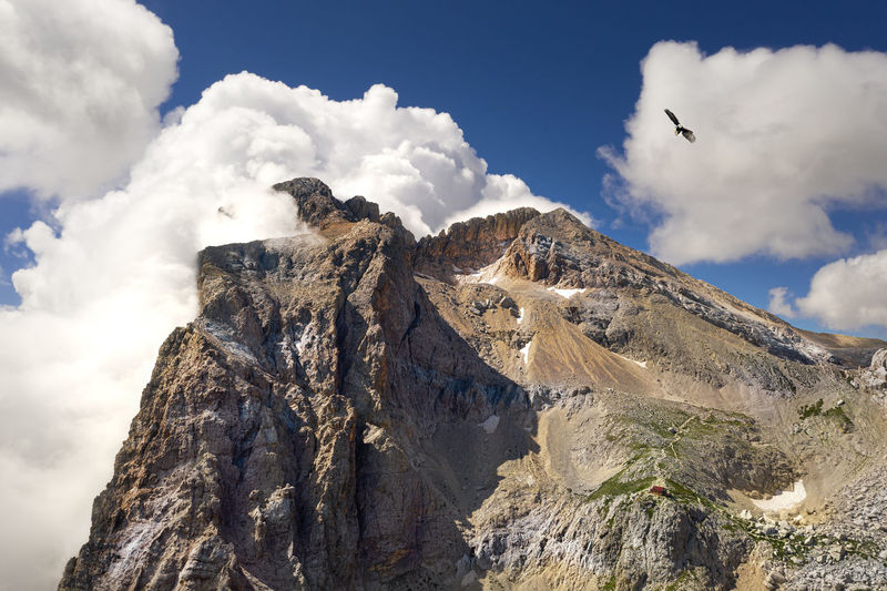 Aerial view of the gran sasso d'italia with an eagle in flight abruzzo
