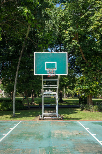 View of basketball hoop against trees