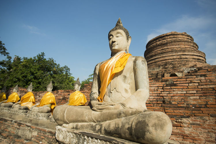 Statues of buddha in wat yai chai mongkhon temple