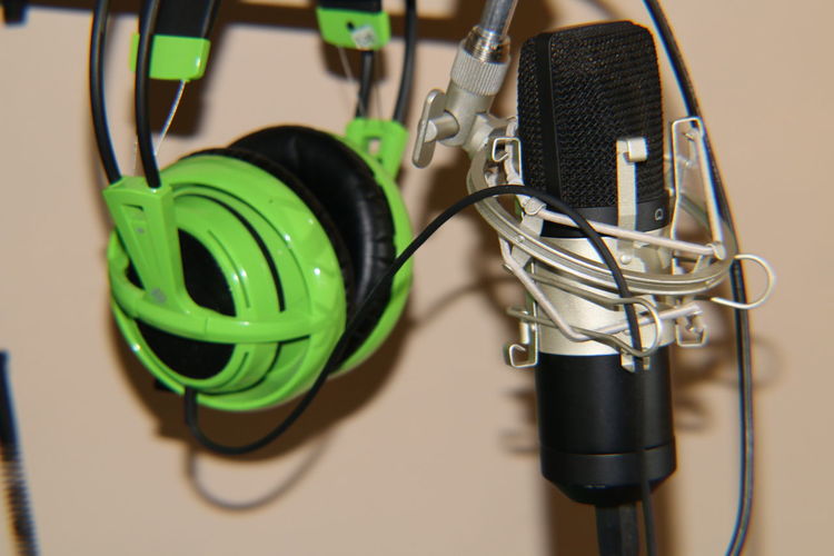 Close-up of headset and microphone 
