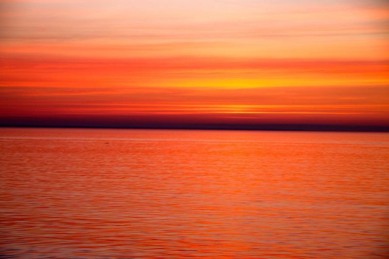 Red sunset at sea