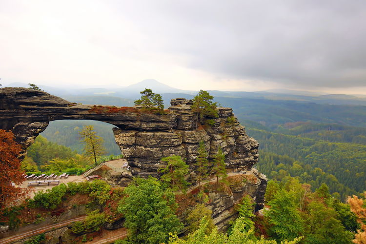 Prebischtor in bohemian switzerland is a natural wonder and was created by erosion