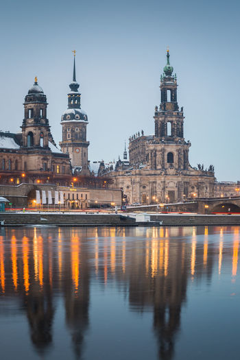 Dresden old town city and elbe river, dresden, germany