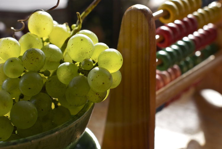 Close-up of grapes in bowl