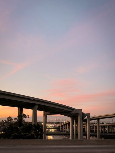 Bridge against sky during sunset
