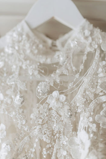 Close-up of wedding dress