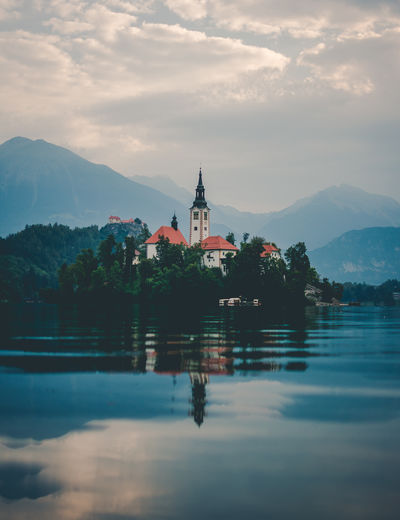 Scenic view of lake against sky
