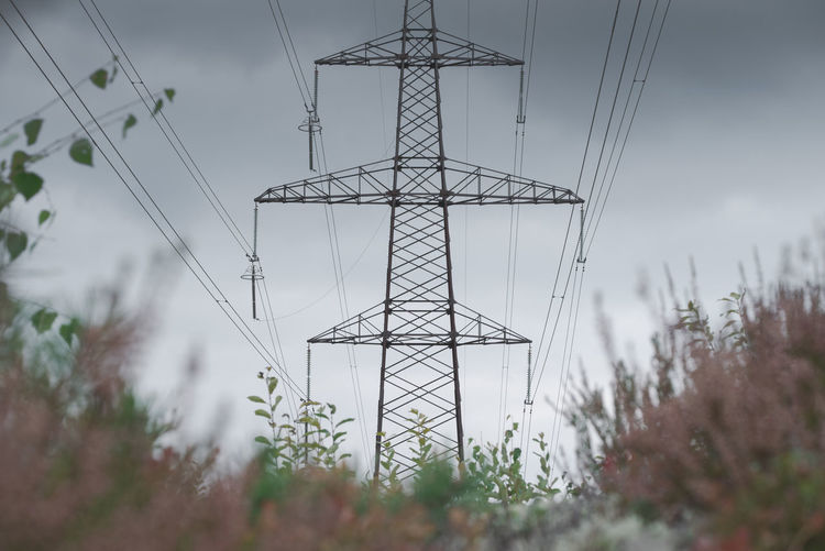 Pillar of a high-voltage power line in natural conditions. the subject of supply of electricity.