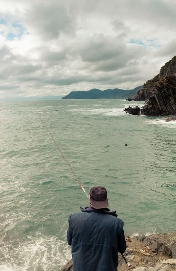 Man fishing in the sea