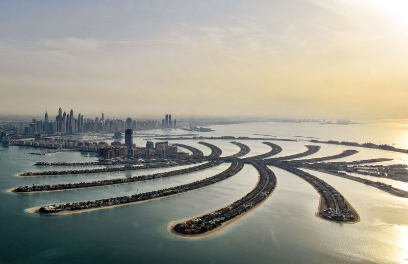 Helicopter view in palm juneirah dubai 