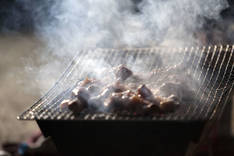 Meat on barbeque grill