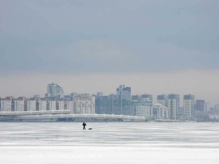 Walking on frozen sea