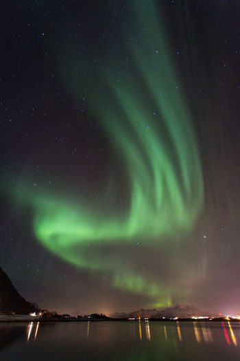 Scenic view of aurora borealis at night