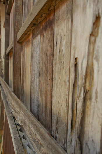 Close-up of old wooden house