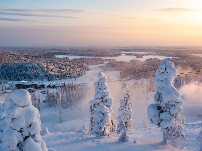 View of ruka ski resort in kuusamo, finland