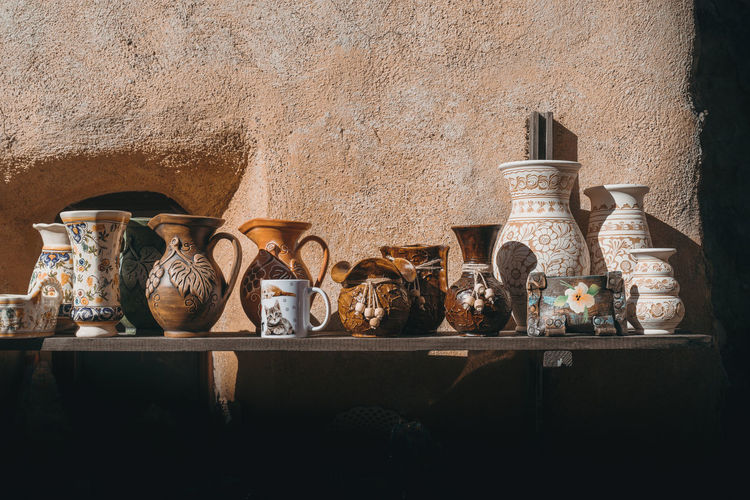 Pottery on a shelf
