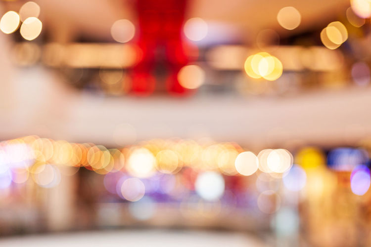 Defocused image of illuminated lights at night