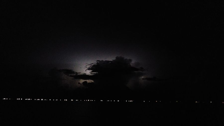 Scenic view of landscape against sky at night