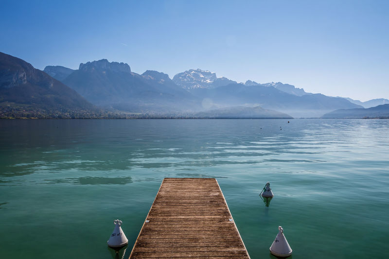 Wooden jetty on lake