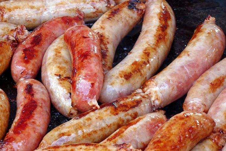 Detail shot of sausages
