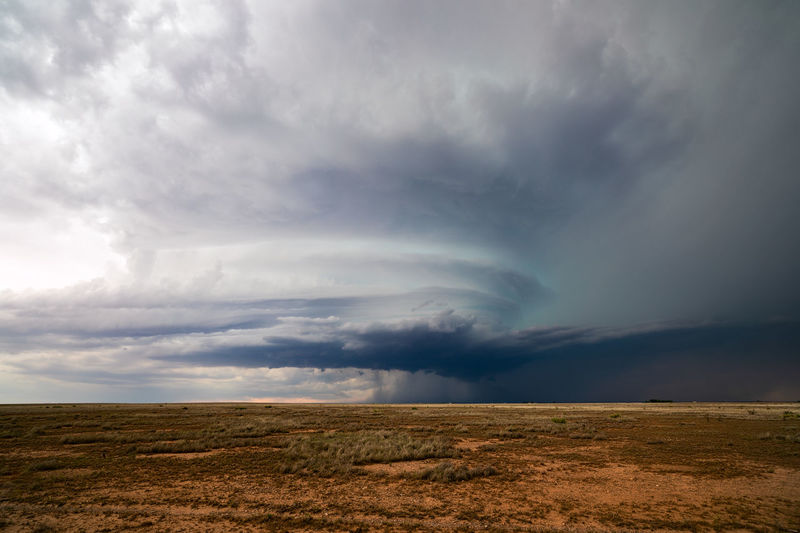 A supercell thunderstorm spins near roswell, new mexico.