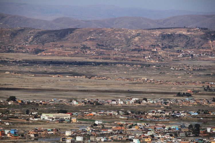 High angle view of buildings in city