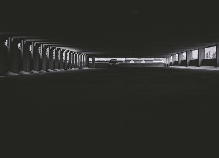 Dark parking garage