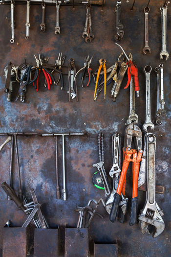 Tools hanging at workshop