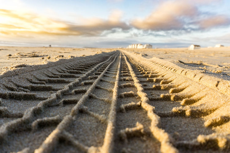Tire tracks on beach