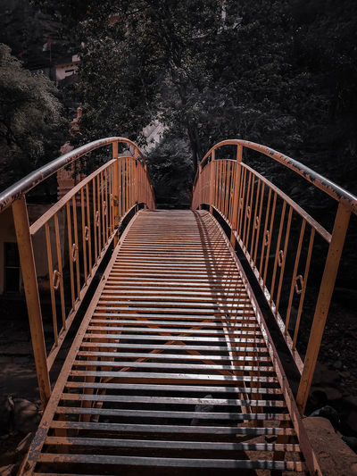 Empty footbridge in forest