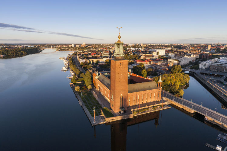 City scape with stockholm city hall, sweden