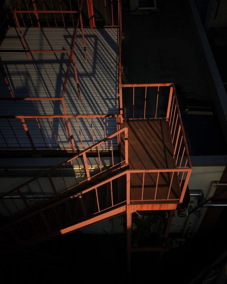 Low angle view of stairs at night