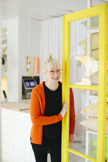 Woman working in shop