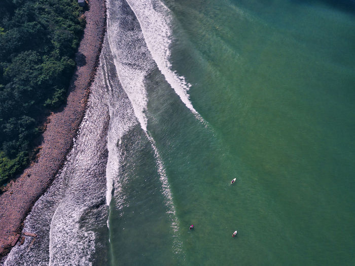 Aerial view of sup surfers ,primorsky region, russia