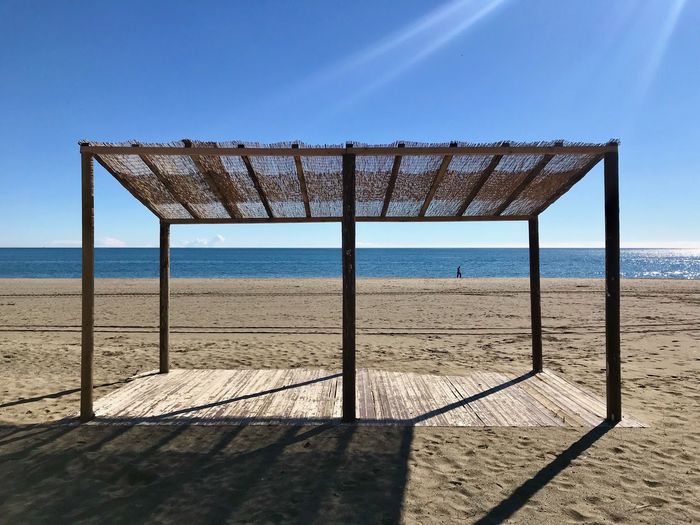 Scenic view of beach against clear sky