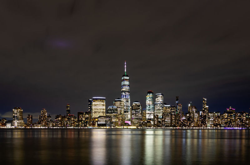 New york city skyline at night from across the hudson river