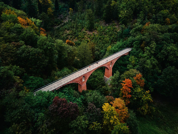 Old railway viaduct in srebrna gora. poland landmark near klodzka