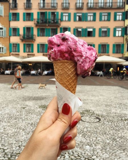 Woman holding ice cream cone