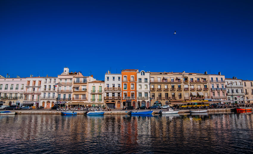 Canal and houses in sete port city in the south of france