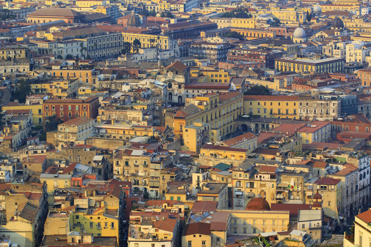 Aerial view of the city of naples with historic and modern buildings