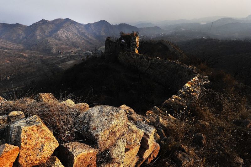 Historic wall on mountain
