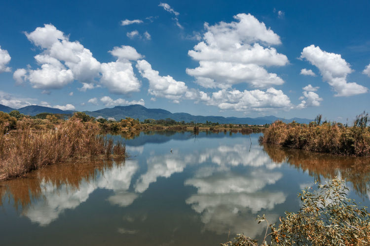 Scenic view of lake against sky