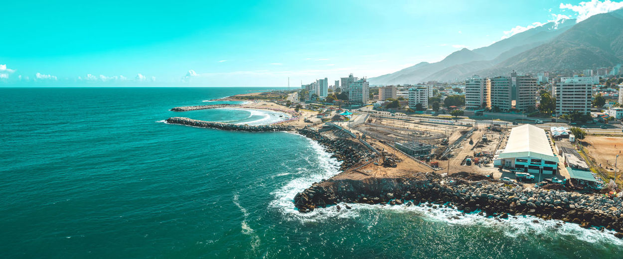 Aerial view of caraballeda de la costa coastline, vargas state, venezuela,