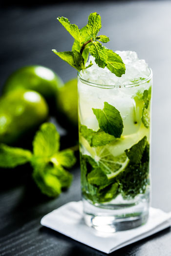 Close-up of mojito on table
