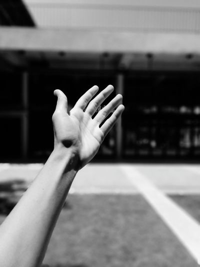 Close-up of hand outdoors