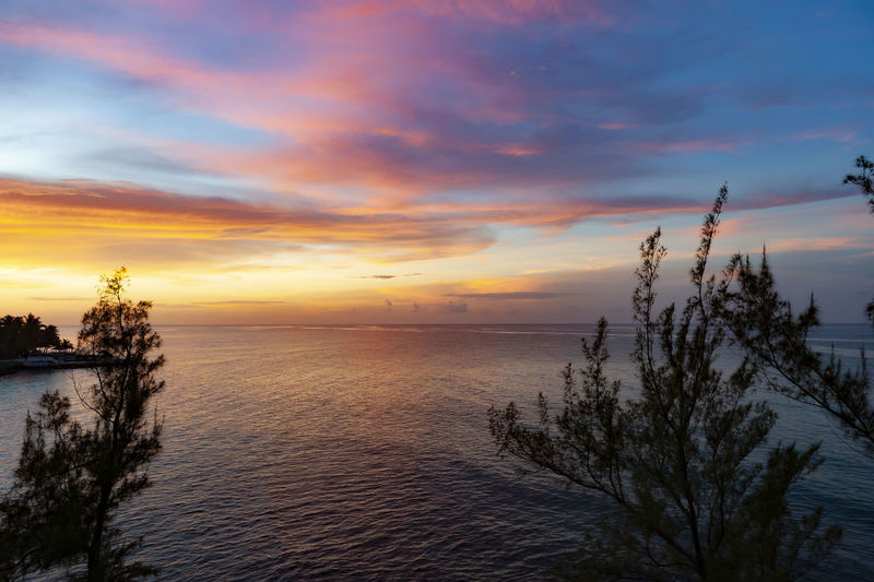 Colorful tropical jamaican paradise sunset