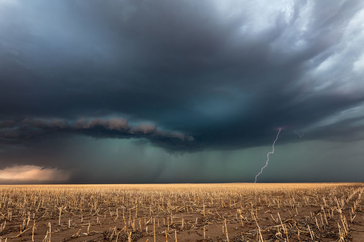 Storm clouds over land